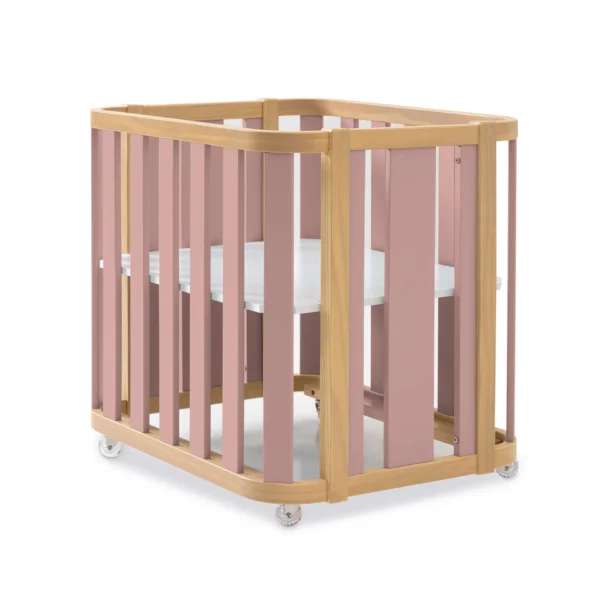 C354-MIN-FRO (1) Minicuna de colecho ovalada 55x70 cm Crea Plus Uno madera/rosa