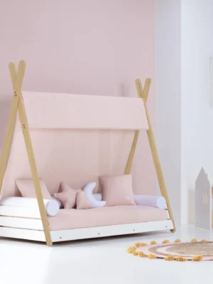Cama cabaña Montessori madera Homy Life XL Cremarosa 90x200