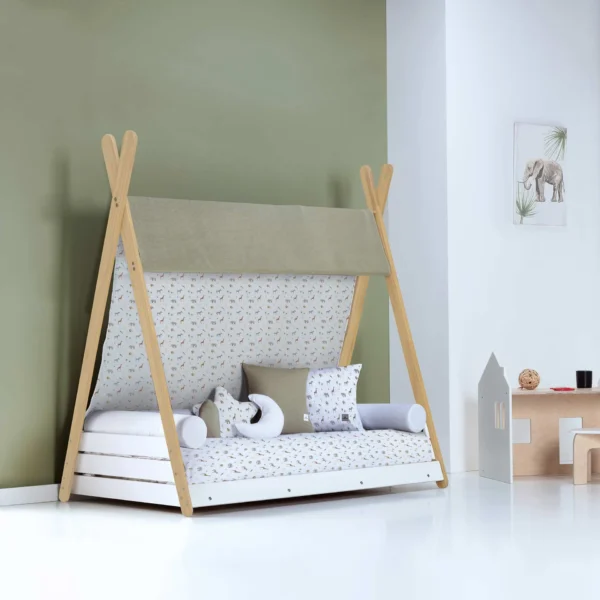 Cama cabaña Montessori madera Homy Life XL Natura 90x200