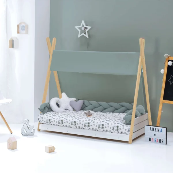 Cama cabaña Montessori madera Homy Life XL Musgo 90x200