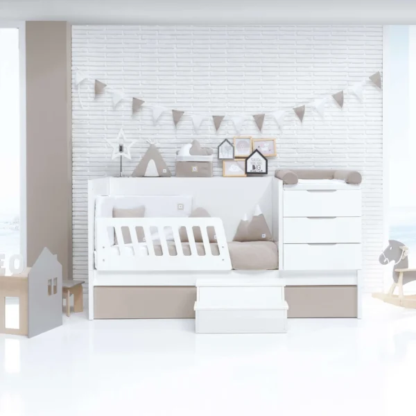 Cuna convertible Sero More blanca/beige 70×140 cm