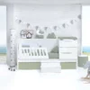 Cuna convertible Sero More blanca/verde-oliva 70×140 cm