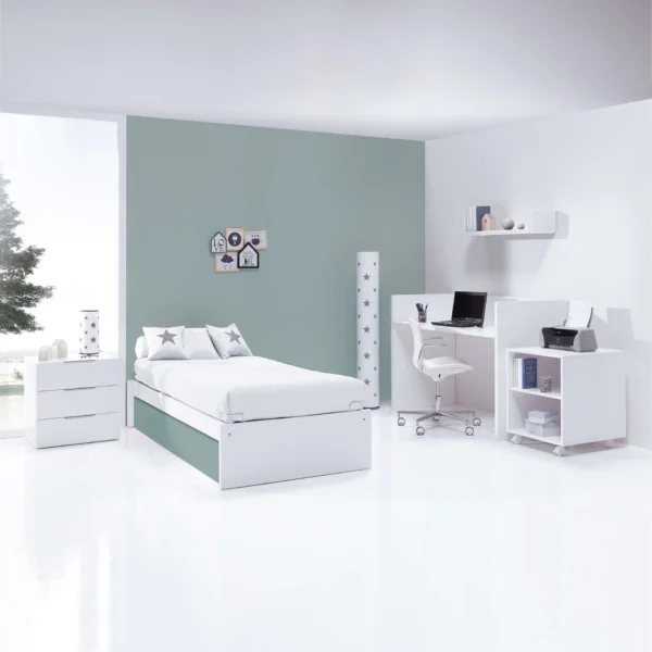 Cuna convertible Sero More blanca/eucalipto 70×140 cm