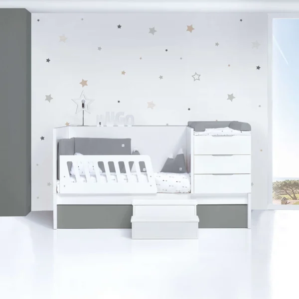 Cuna convertible Sero More blanca/antracita 70×140 cm