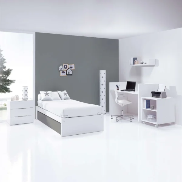 Cuna convertible Sero More blanca/antracita 70×140 cm
