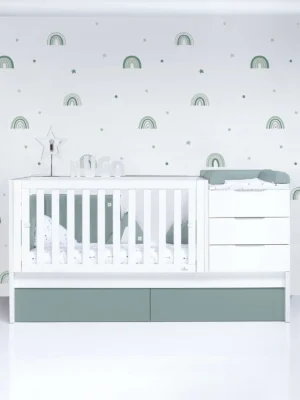 Cuna convertible Sero More blanca/eucalipto 70×140 cm