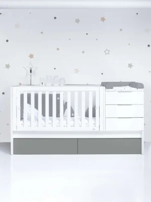 Cuna convertible Sero More blanca/antracita 70×140 cm