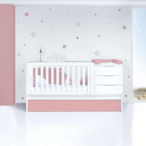 Cuna convertible Sero More Quarzo blanca/rosa 70×140 cm