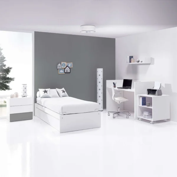 Cuna convertible Sero Kubo blanca/antracita 70×140 cm