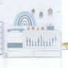 Cuna convertible Sero Kubo blanca/azul 70×140 cm