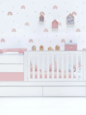 Cuna convertible Sero Kubo Flamingo blanca/rosa 70×140 cm