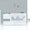 Cuna convertible Sero Kubo blanca/eucalipto 70×140 cm