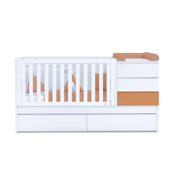 Cuna convertible Sero Kubo blanca/terracota 70×140 cm