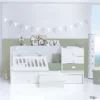 Cuna convertible Sero Bubble blanco/verde-oliva 70x140 cm