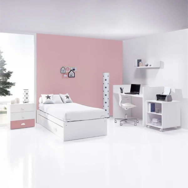 Cuna convertible Sero Bubble blanco/rosa quarzo 70x140 cm