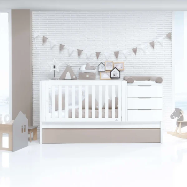 Cuna convertible Sero More blanca/beige 70×140 cm