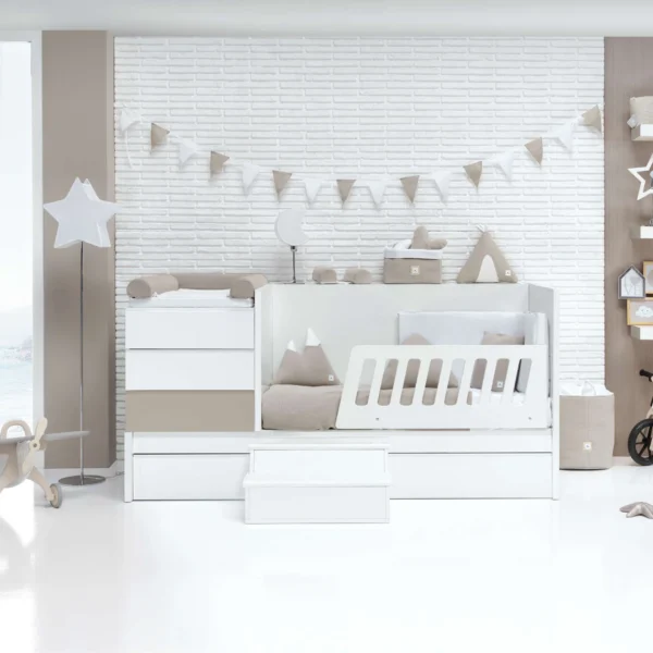 Cuna convertible Sero Kubo beige 70×140 cm