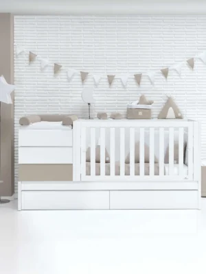 Cuna convertible Sero Kubo beige 70×140 cm