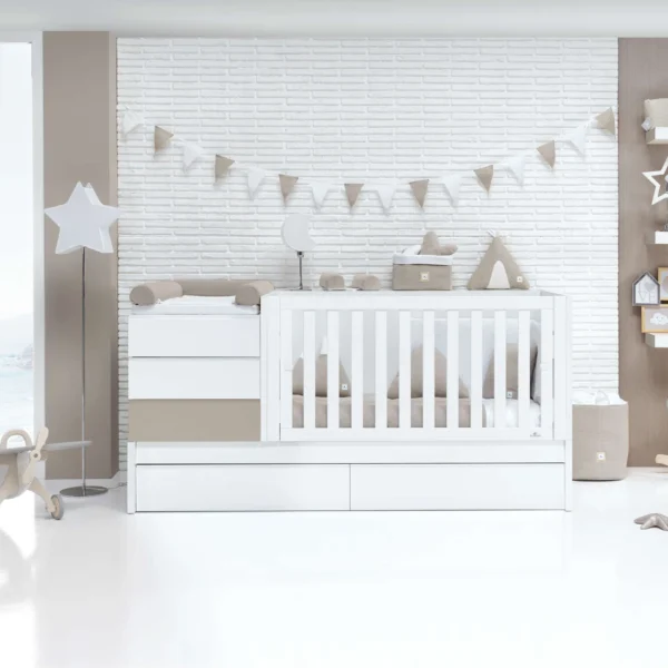 Cuna convertible Sero Kubo beige 70×140 cm