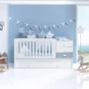 Cuna convertible Sero Bubble blanco/azul 70x140 cm