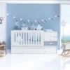 Cuna convertible Sero Bubble blanco/azul 70x140 cm