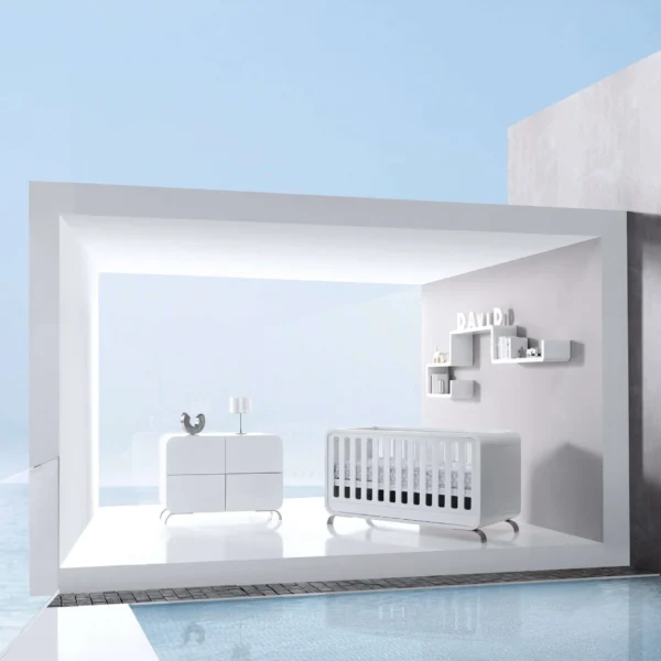 SEMI-KURVE-D217-C137-M7700 Cómoda infantil Kurve con patas de acero