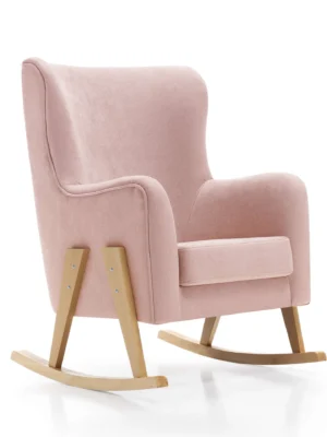 Mecedora de lactancia Glam con patas madera tapizada en tela