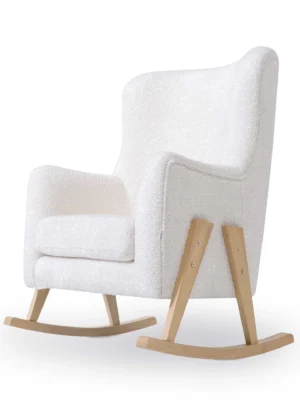 Sillón de lactancia Glam con patas madera en borreguito