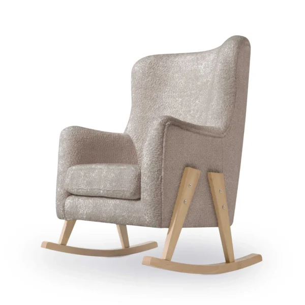 Sillón de lactancia Glam con patas madera en borreguito
