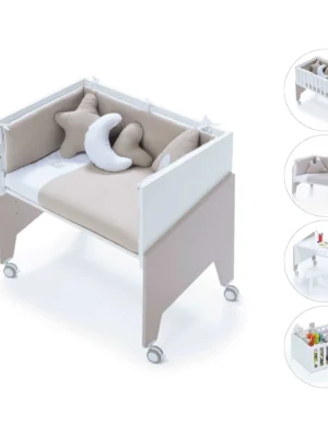 Minicuna de colecho 50x80 Equo blanca/beige (5en1)