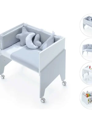 Minicuna de colecho 50x80 Equo blanca/gris (5en1)