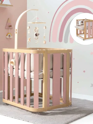Minicuna de colecho ovalada 55x70 cm Crea Plus Uno madera/rosa
