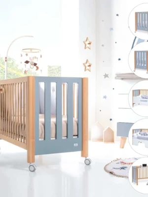 Cuna colecho Occa madera/azul 60x120 cm (5en1)