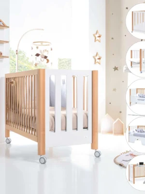 Cuna colecho Occa madera/blanco 60x120 cm (5en1)
