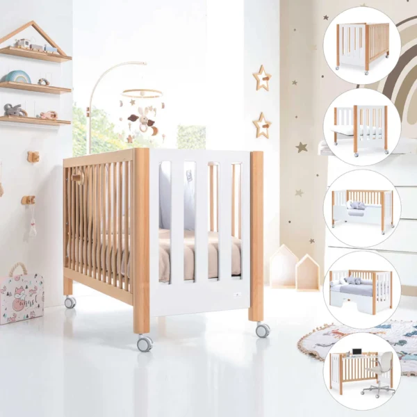 Cuna colecho Occa madera/blanco 60x120 cm (5en1)