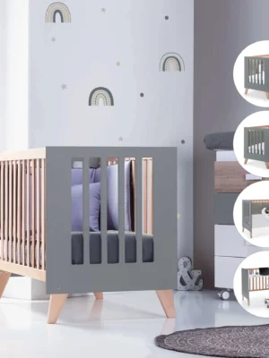 portada-c187r-antracita Cuna colecho Nexor Due madera/antracita 60x120 cm (4en1)