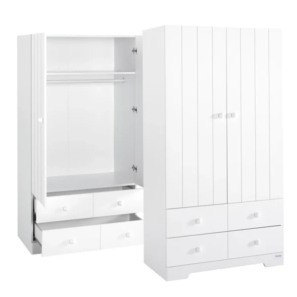 Armario a rayas micuna blanco detalle abierto Armario a rayas micuna blanco detalle abierto