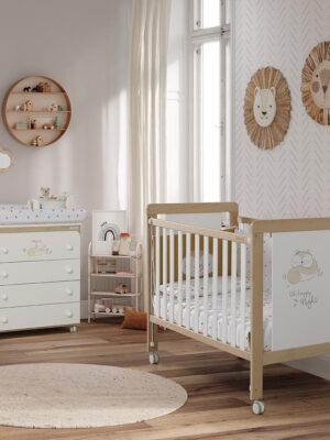 Cuna Happy Blanco-Madera 120x60