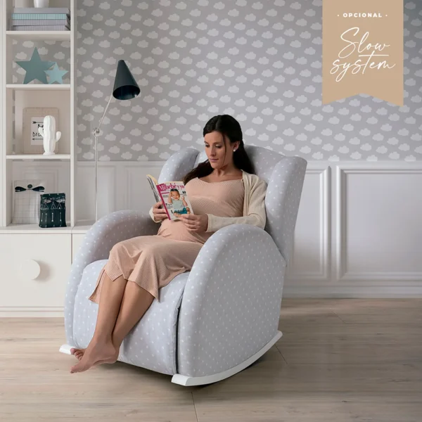 Galaxy Gris Mecedora lactancia balancín blanco Flor Slow System 1 Mecedora Lactancia Balancín Blanco Flor