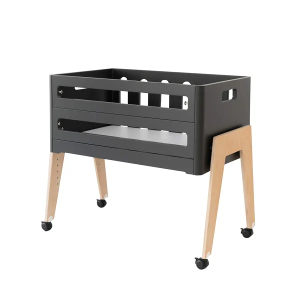 Minicuna Lulú Antracita-Madera Detalle Minicuna Lulú Antracita-Madera Detalle