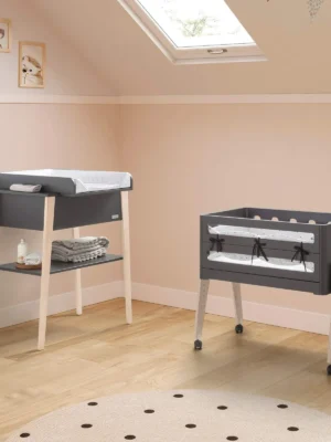 Minicuna Lulú Antracita-Madera Dormitorio