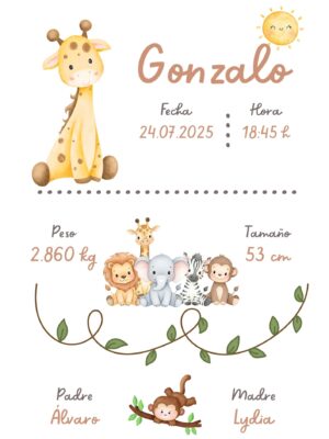 Natalicio personalizado animales de la selva