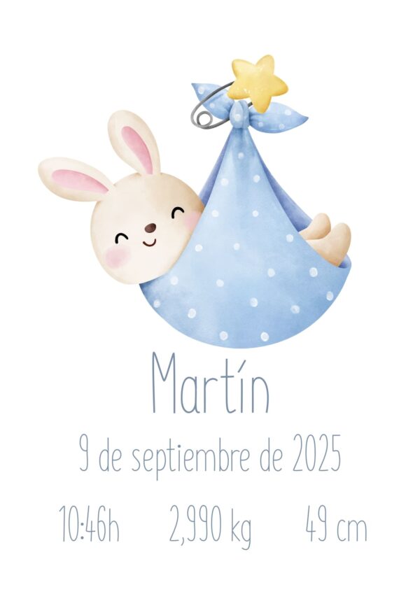 Natalicio personalizado conejito en saquito Natalicio personalizado conejito en saquito