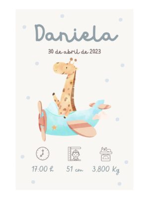 Natalicio personalizado jirafa aviadora