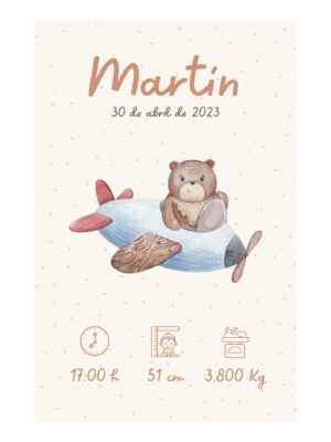 Natalicio personalizado osito aviador Natalicio personalizado osito aviador