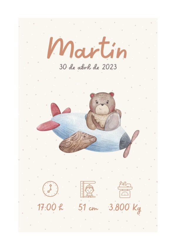 Natalicio personalizado osito aviador Natalicio personalizado osito aviador