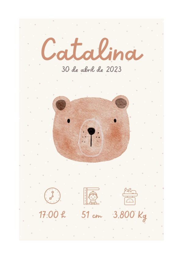 Natalicio personalizado osito minimal Natalicio personalizado osito minimal