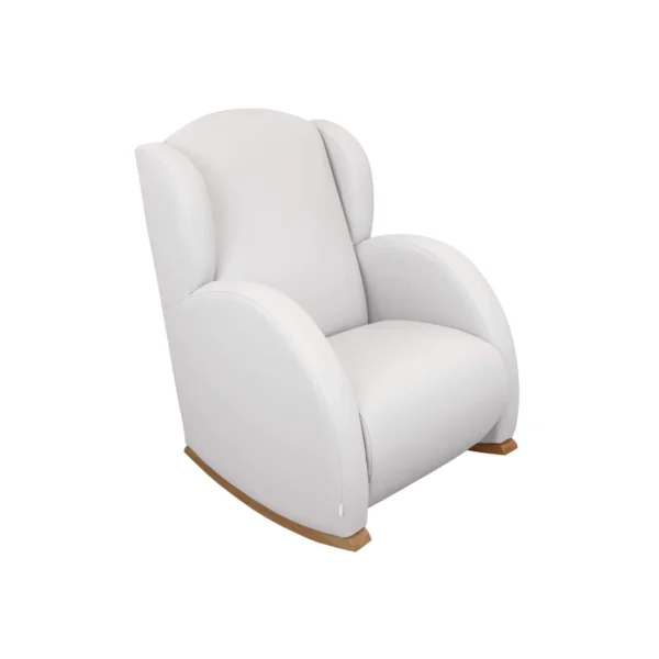 Polipiel Blanco Mecedora lactancia Balancín Madera Flor Slow System Mecedora Lactancia Balancín Madera Flor