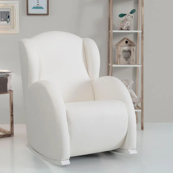 Polipiel blanco Mecedora lactancia balancín blanco Flor Slow System Mecedora Lactancia Balancín Blanco Flor