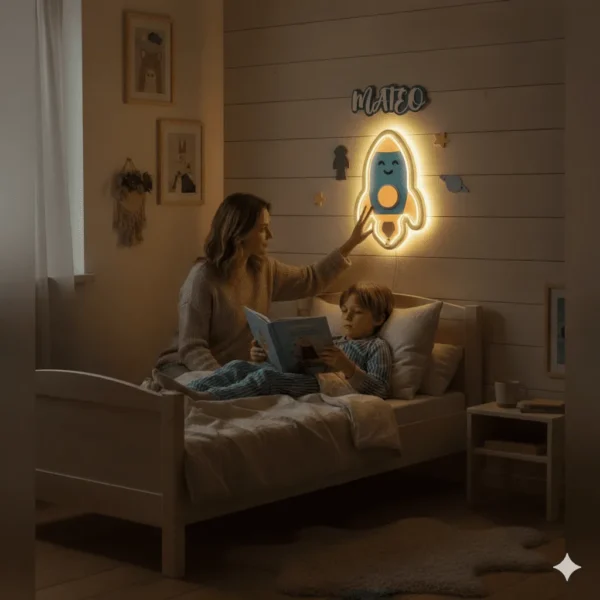 Lámpara infantil Cohete habitación infantil Lámpara infantil Cohete habitación infantil